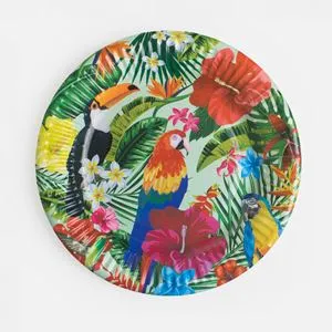 Farfurii de hartie pentru petrecere, 12 buc, 18 cm, verde, model tropical