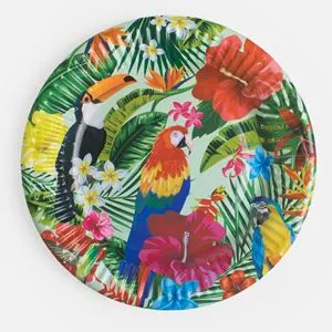 Farfurii de hartie pentru petrecere, 12 buc, 23 cm, verde, model tropical