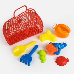 Set Cosulet cu Forme pentru Nisip si Accesorii, 8 piese, Rosu