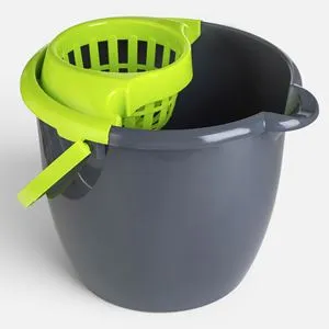 Galetă Rotundă Gri pentru Mop cu Storcator Verde