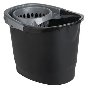 Galeată Ovală pentru Mop Neagră cu Storcator Argintiu