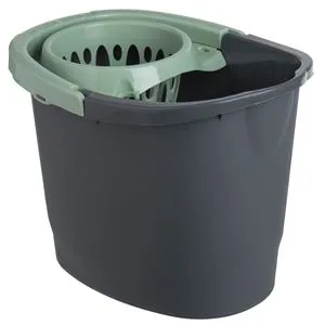 Găleată ovală pentru mop cu storcator 15L neagră cu mentă