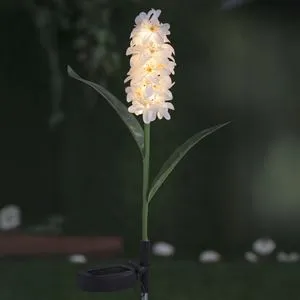 Felinar Solar Tip Stick cu Flori Albe 70cm - Decor și Lumină Verde
