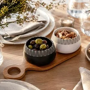 Platou Aperitive Bambus & Boluri Ceramice - Set Decor Modern