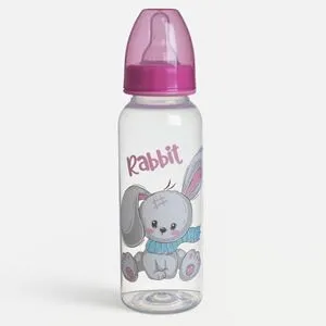 Biberon plastic cu tetină silicon iepuras 250ml pentru bebeluși 0M+
