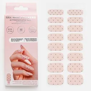 Stickere pentru unghii cu gel, roz cu buline, 16 buc