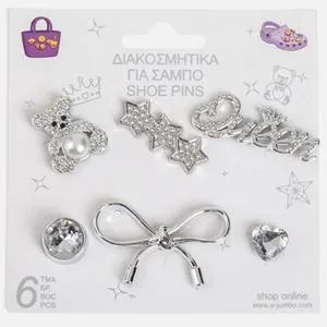 Pins Decorative Argintii pentru Saboturi - Set de 6 Modele