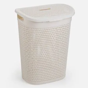 Cos Rufe Plastic Ecru 60L cu Capac Detasabil