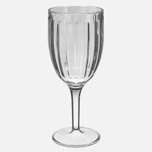 Pahar pentru vin din plastic transparent, 370 ml, cu model în dungi și picior înalt