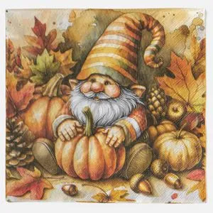 Servetele de masă cu gnome toamnă și dovleci, 2 straturi, 40x40cm
