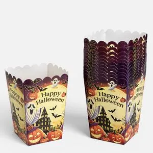 Set Cutii din Carton pentru Popcorn Halloween 15cm - 12 buc