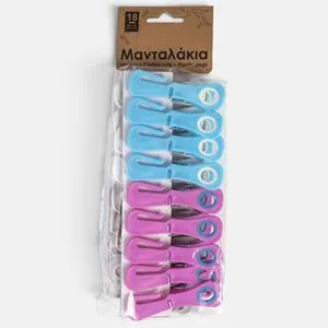 Set 18 Clești Plastic cu Cârlig, 4 Culori, pentru Bucătărie și Casă