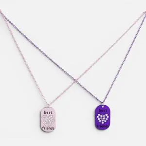 Set Coliere BFF cu Pandantive Colorate și Strass pentru Copii