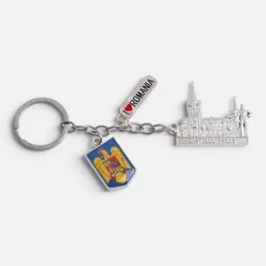 Breloc metalic suvenir simboluri România I Love Romania