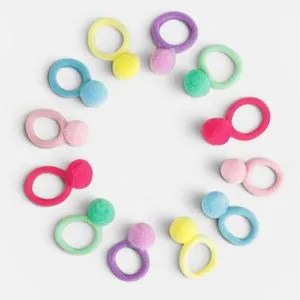 Elastice de păr mini cu pompoane, Set 12 buc, Culori diverse