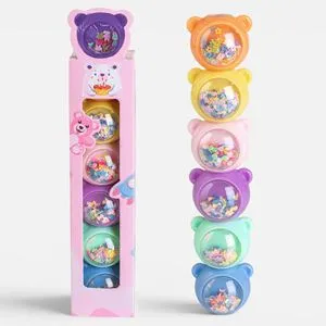Set 5 Evidențiatoare cu Formă de Ursuleți Multicolore cu Confetti