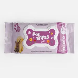 Șervețele umede pentru animale de companie, 50 bucăți, 30x20 cm, aromă de pudră