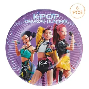 Set de 6 Farfurii Carton Tema K-POP Demon Hunters Lila