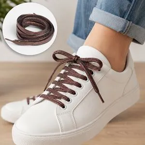 Sireturi metalizate maro pentru pantofi casual