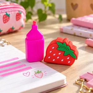 Mini Evidentiator Roz cu Capac Capsuna, Compact