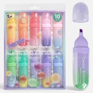 Markere Evidențiatoare Rainbow, Set 10 Bucăți cu Culori Intense