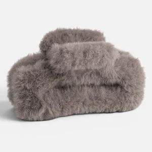 Culoare bejă, cleste de par din blană sintetică pentru stil elegant