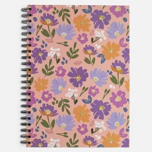 Caiet A4 matematică cu spirală, copertă model floral, 64 file