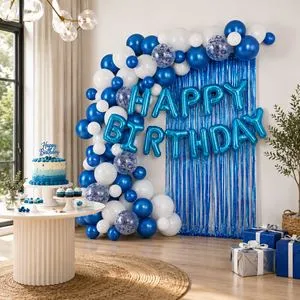 Set Decoratiuni Complet pentru Petrecere Zi de Naștere Albastră cu Baloane