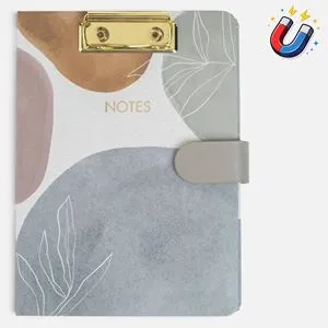 Carnet A5 cu Clips și Închidere Magnetică, 80 File Liniate, Design Notes