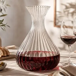 Carafă din sticlă cu model striat pentru vin, 2L