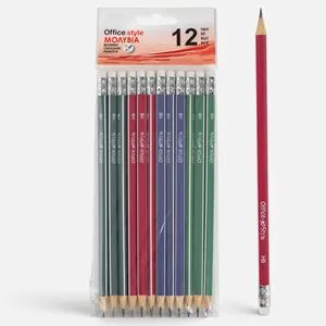 Set de 12 creioane colorate cu mină HB, multicolore