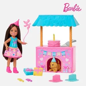 Set de joaca cu papusa Chelsea, Casa transformabila pentru petrecere, 12 accesorii, 3+ ani