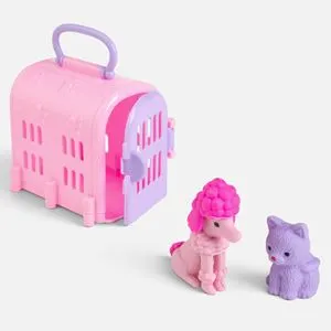 Set radiere animale de companie cu cusca de transport roz