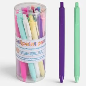Set Pixuri Ballpoint cu Cerneală Albastră, Culori Pastel, 18 bucăți