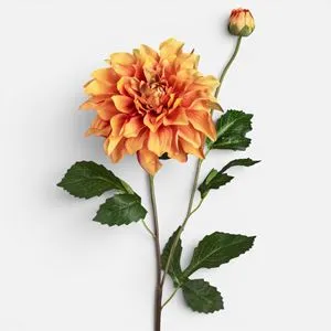 Floare Artificiale Dalie Portocalie 80cm pentru Decor