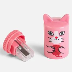 Ascutitoare cu cos, Design Pisica, Roz, Plastic