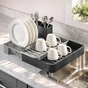 Uscator Vase Extensibil din Plastic – Spațiu Maxim în Bucătărie