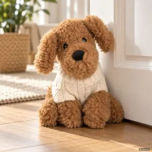 Opritor de ușă pentru câine, plusat maro, design Canis, decorativ