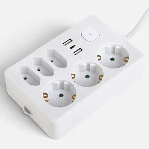 Prelungitor cu 3 prize Schuko, 3 prize europene, 2 USB si USB-C