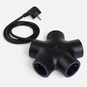 Prelungitor Stea cu 5 Prize Schuko, Cablu 1.2m, Buton Pornit/Opreste, 3680W