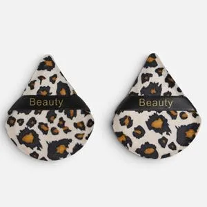 Buretei pentru Pudra cu Maner Leopard - Set 2 Bucati