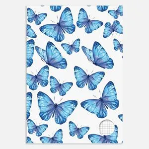 Caiet A5 Matematica cu Coperta Bleu Model Fluturi, 60 File