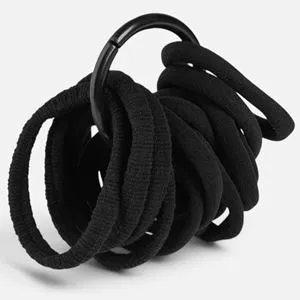 Elastice de Par Frotte Negre pe Inel Metalic, Set 15 Bucati pentru Femei