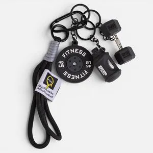 Breloc decorativ cu tematică fitness, Negru, Set 3 buc