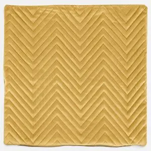 Fata de perna decorativa velvet mustar cu model zigzag in relief 45x45 cm