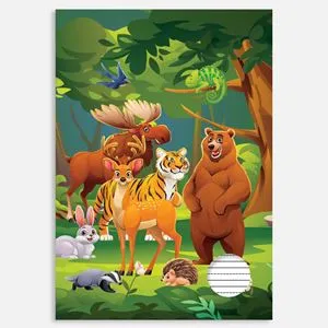 Caiet A5 cu Model Jungla, 20 File, Linii Ghidate pentru Copii