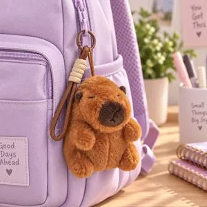 Breloc Plusaj Capybara, Maro, 13cm - Accesoriu pentru Geantă