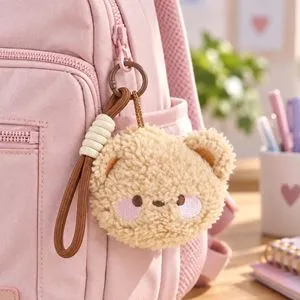 Breloc Charm Ursulet din Plus Bej 10cm pentru Geanta