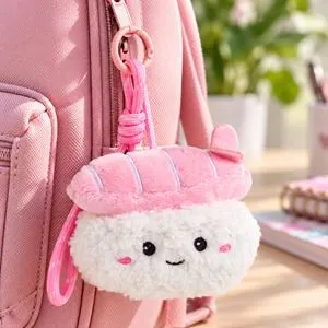 Breloc Sushi din Plus cu Model Brodat pentru Geantă, 10 cm