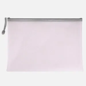 Mapa transparenta roz cu plasa si fermoar 33x25 cm pentru documente